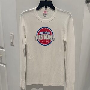 White Detroit Pistons Long Sleeve Tee